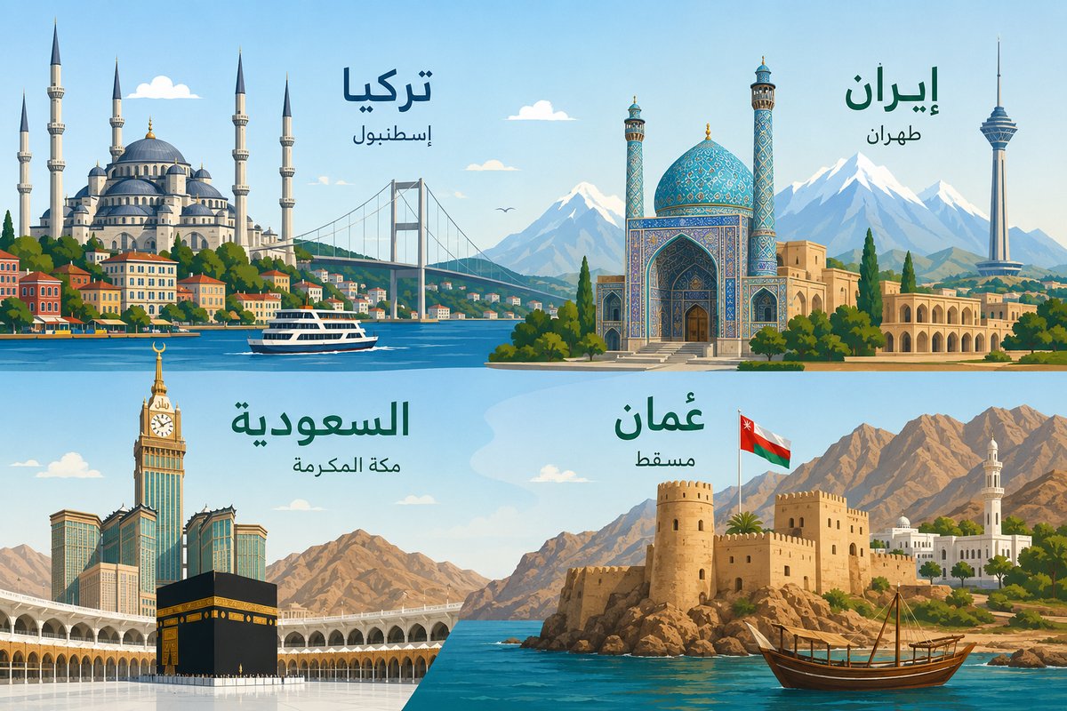 وجهاتنا: تركيا، إيران، السعودية، عُمان